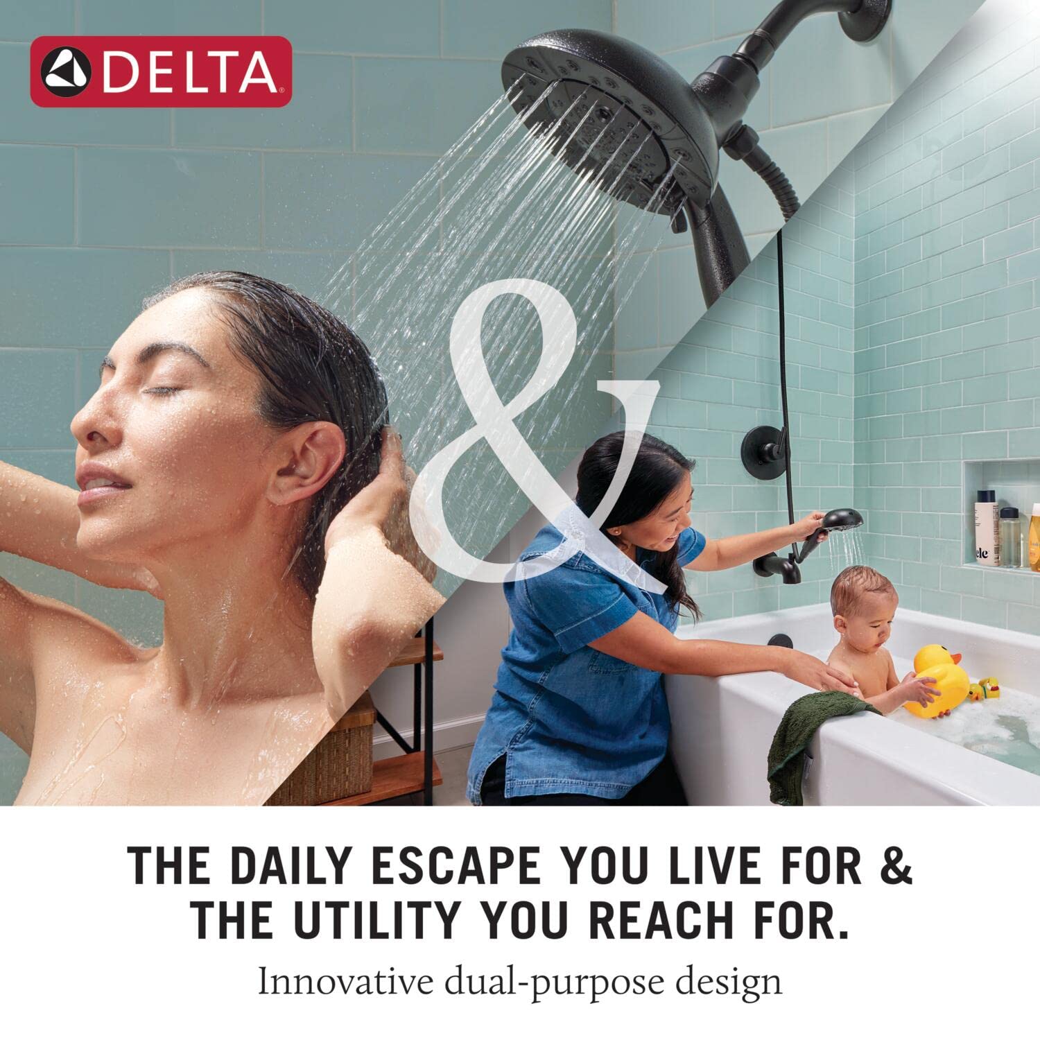 Delta Faucet Albion 14 Series Single-Handle Shower Faucet, Gold Shower Trim Kit with 4-Setting In2ition 2-in-1 Dual Hand Held Shower Head with Hose, Champagne Bronze T142855-CZ-I (Valve Not Included)