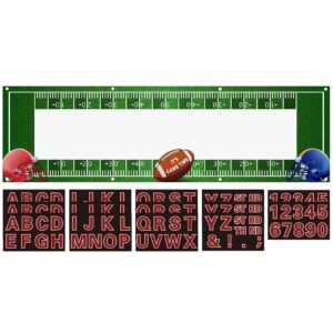 tegeme giant football party banner 67 x 20 inch football field backdrop diy football birthday party decorations customizable sports backdrop with 14 sheet letter sticker baby shower tailgate