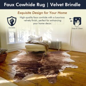 Tumbleweed Velvet Brindle Synthetic Cowhide Rug - Luxurious Cow Print Rug Available in Multiple Sizes - Cowhide Rug for Versatile Decor - Medium 5'x7