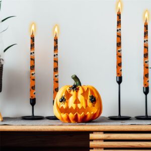 Print Taper Candle Dripless Candlesticks - Gedengni 4pcs Handmade Twisted Candle Long Candle Sticks 10inches Ghost Tapered Candles for Home Party Wedding Halloween,8-HA