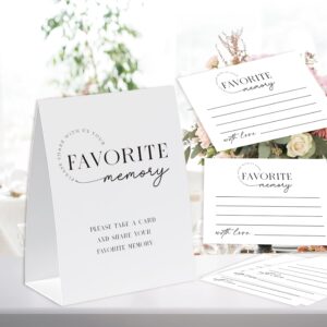 Xenseou Share A Memory Sign and Cards, Share A Memory Set for Celebration of Life/Birthday/Anniversary/Funeral/Graduation/Bridal Shower Game, Keepsake Funeral Card, Simple Funeral Memory Card-SAM05