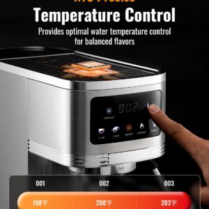 SHARDOR Espresso Machine 20 Bar, Professional Espresso Maker with Milk Frother Steam Wand and Touchscreen, Compact Stainless Steel Coffee Machine with Adjustable Temperature,for Cappuccino, Latte