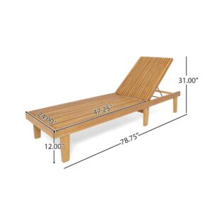 Christopher Knight Home Nadine Outdoor Wooden Chaise Lounge (Set of 2), Teak Finish