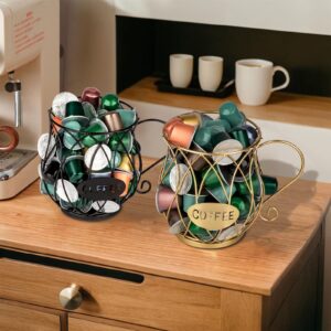 Guolich Stainless Steel Cup Coffee Basket pods holder Sturdy for Home or Office Kitchen Counter Organizer Espresso Capsule (Teapot Shape BLACK)