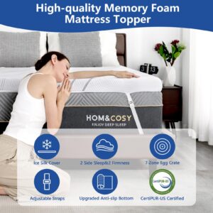 4 Inch Firm Memory Foam Mattress Topper King Size Bed Topper with Removable Ice Silk Cover,Premium Cooling Gel+Bamboo High-Density Mattress Topper, Medium Firm to Firm Mattress Topper for Pain Relief