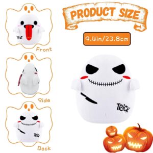 GSJNG Double Sided Halloween Ghost Plush - 9.4 inches Trick or Treat Spooky Stuffed Animal Plush Ghost Pillow Halloween with Themed Packaging, Ideal for Halloween Lovers, Kids, and Adults Alike