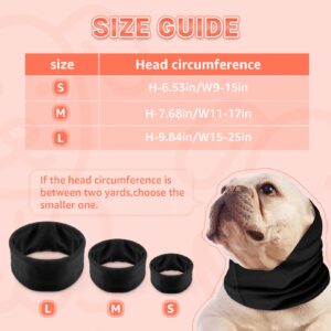 PETWIT Dog Ear Muffs for Noise Protection Dog Hood for Dogs & Cats Breathable Calming Band for Dogs & Cats Head Wrap with Anxiety Relief (Black, Middle)