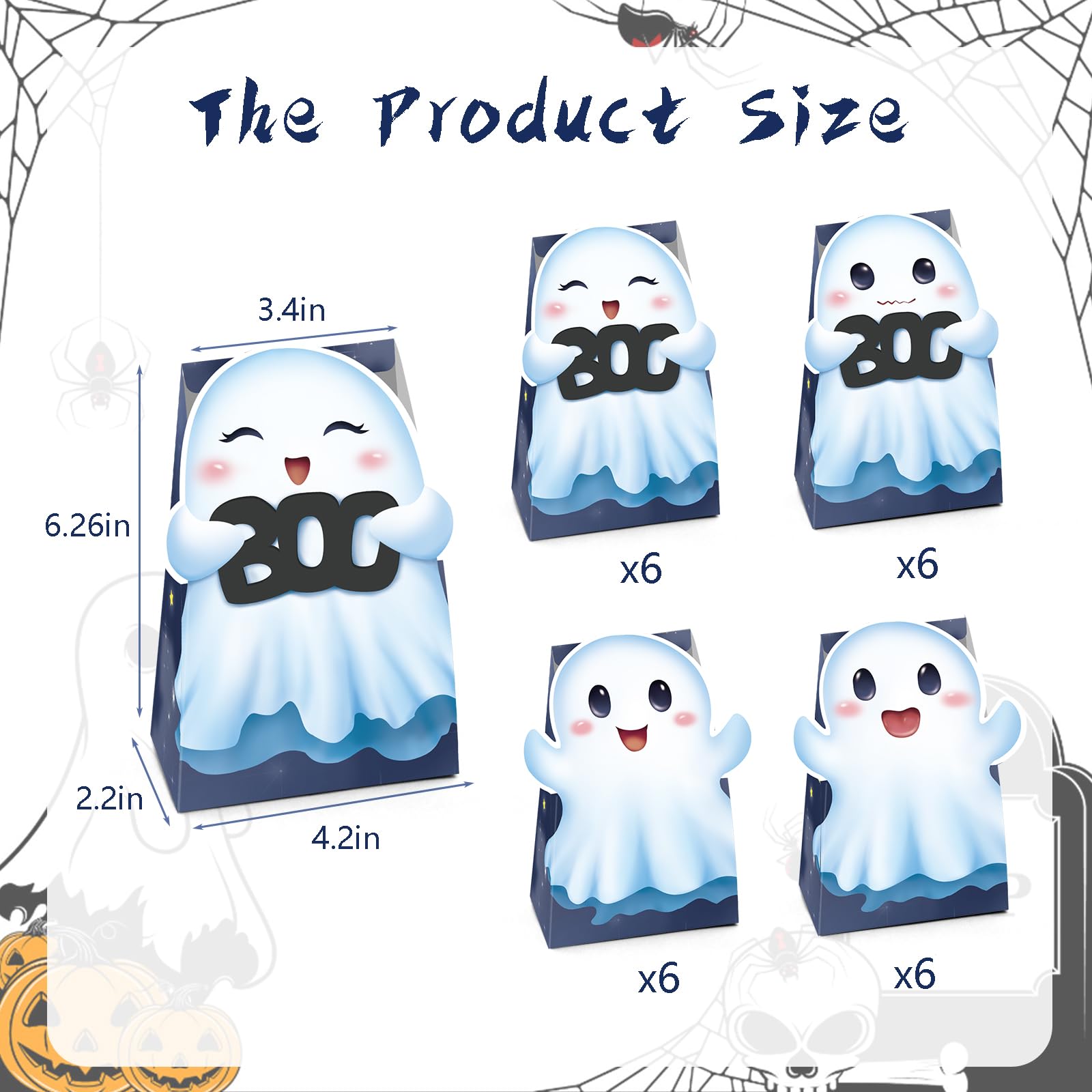 FRIDAY NIGHT 24 Pieces Halloween Ghost Candy Boxes Starry Sky Goodie Treat Gift Box Kids Birthday Halloween Party Favor for Trick or Treat