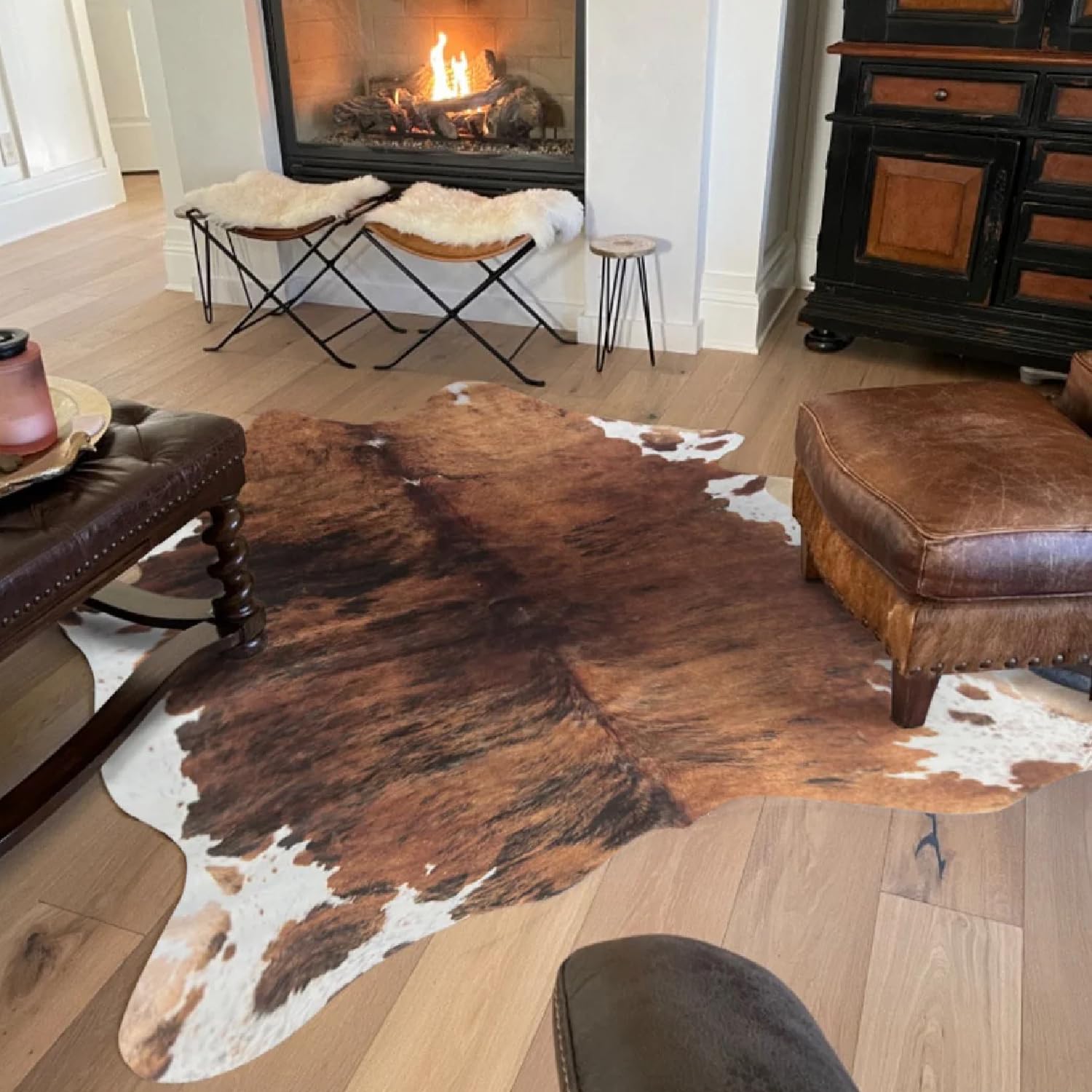 Tumbleweed Velvet Brindle Synthetic Cowhide Rug - Luxurious Cow Print Rug Available in Multiple Sizes - Cowhide Rug for Versatile Decor - Medium 5'x7