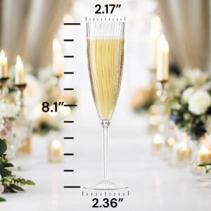 Oojami 6 Oz Clear Plastic Champagne Glasses 24 Pack, Hard Disposable Plastic Champagne Flute Party Wedding Toasting Drinking Champagne Flutes