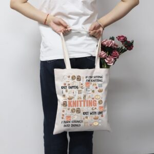 MNIGIU Funny Yarn Gift Knitting Tote Bag Knitting Lover Gift Yarn Storage Bag Knitter Gift Crochet Gift (Knitting Tote)