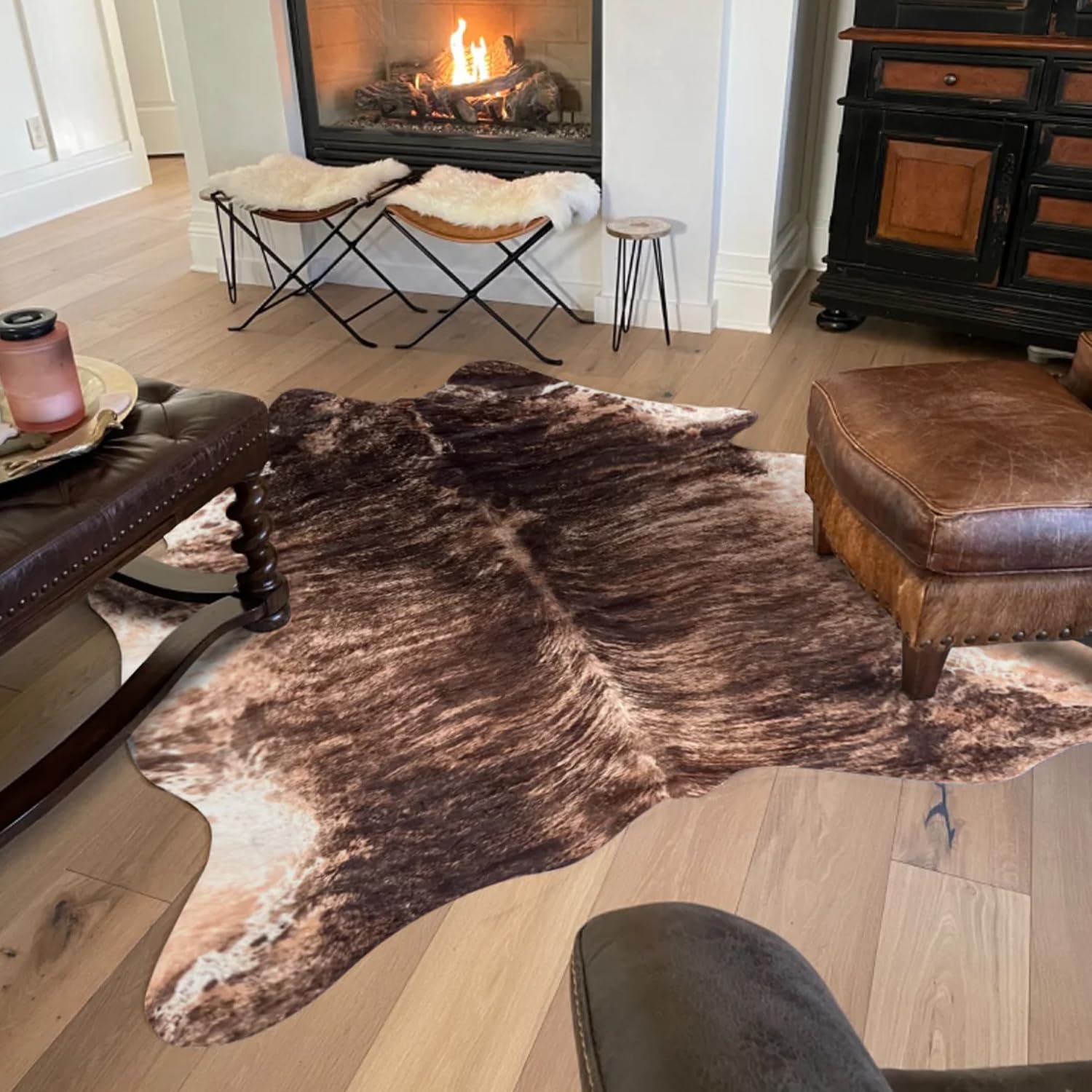 Tumbleweed Velvet Brindle Synthetic Cowhide Rug - Luxurious Cow Print Rug Available in Multiple Sizes - Cowhide Rug for Versatile Decor - Medium 5'x7