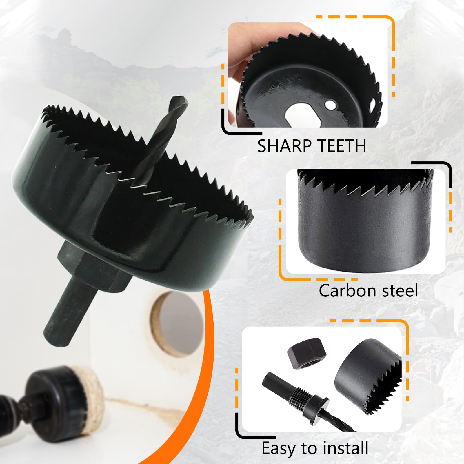 Hole Saw Kit, 15pcs Hole Saw Set with 3/4" to 2.95"(19mm-75mm) 12 PCS Saw Blades, Mandrels, Hex Key, 2024 Upgraded Hole Saw for PVC Board, Wood and Plywood