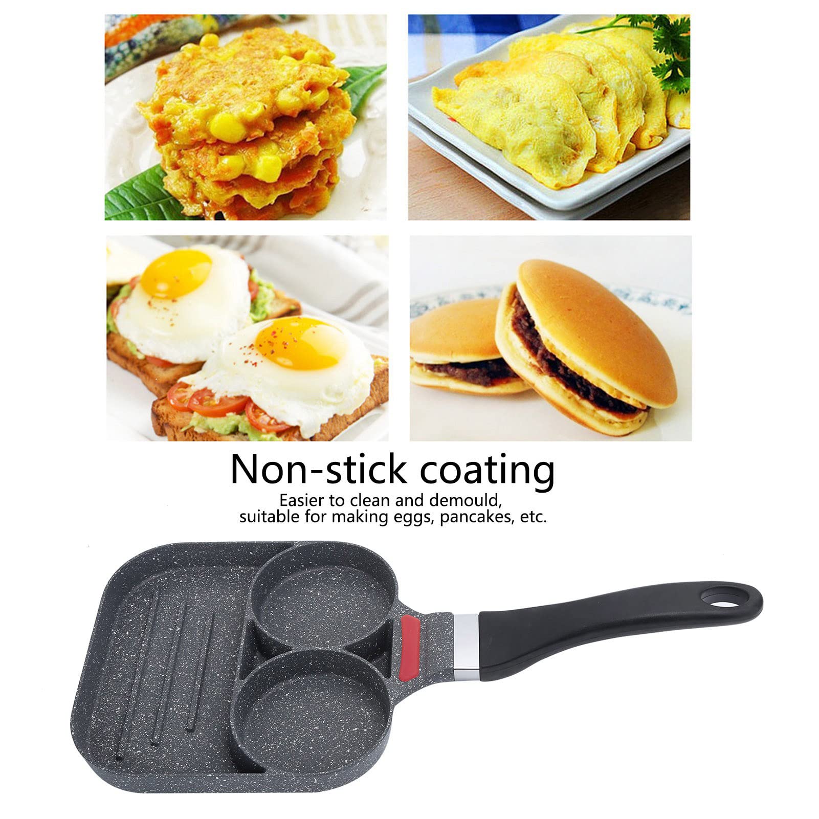 Tomotato Nonstick Egg Frying Pan, 3 in 1 Egg Pan Divided Grill Skillet Pan with Heat Resistant Handle Breakfast Omelet Pancake Pan for Gas Stove