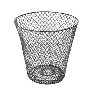 gpahrrdnij wire mesh round waste lightweight trash can open top wastebasket recycling desk simple human n trash bags 100 count (black, 23cmx23cmx15cm)