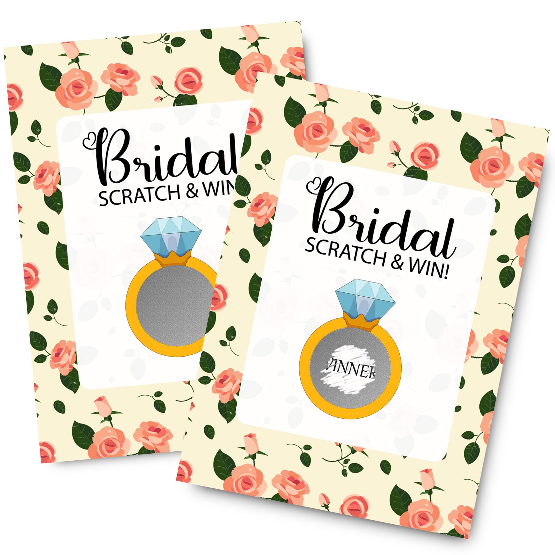 buwanJH Bridal Shower Scratch Off Game, Wedding Shower Games Ideas, Easy to Play, Raffle Tickets 5 Winners Cards and 35 Loser Cards