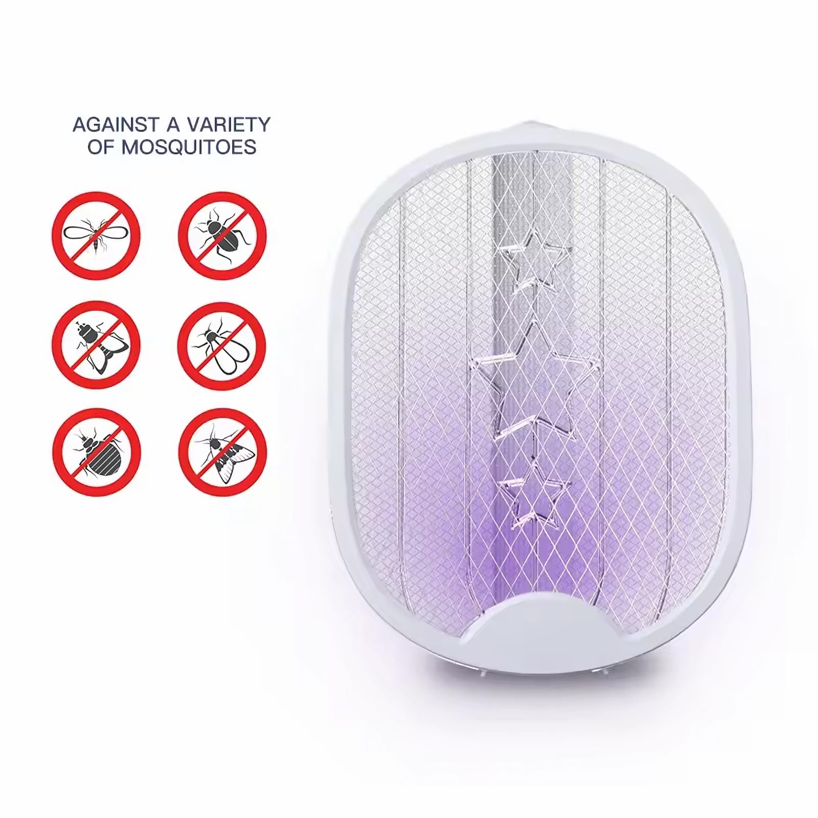 Electric Fly Swatter Rechargeable - Foldable Hand Held Bug Zapper Racket - Fly Swatter Electric - Powerful Instant Insect Killer - USB Rechargeable Portable Fly Zapper - Indoor Outdoor Pest Control