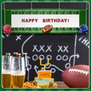 Tegeme Giant Football Party Banner 67 x 20 Inch Football Field Backdrop DIY Football Birthday Party Decorations Customizable Sports Backdrop with 14 Sheet Letter Sticker Baby Shower Tailgate