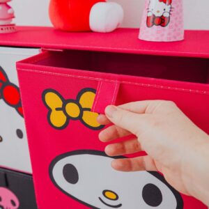 Sanrio Hello Kitty and Friends 11-Inch Fabric Storage Bins, Set of 4 | Cube Organizers For Cabinet, Closet