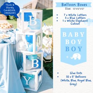 187 pc Premium Elephant Baby Shower Decorations for Boy - Balloon Garland Arch, Balloons Boxes, Baby Boy Banner, It's a Boy Backdrop, Mommy to Be Sash, Tablecloth, Elephant Cutouts and more