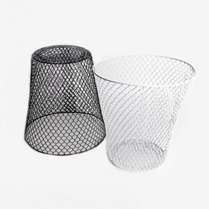 GpahrrDnij Wire Mesh Round Waste Lightweight Trash Can Open Top Wastebasket Recycling Desk Simple Human N Trash Bags 100 Count (Black, 23cmX23cmX15cm)