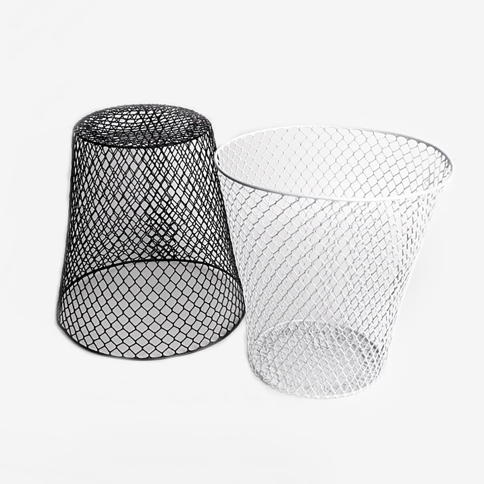 GpahrrDnij Wire Mesh Round Waste Lightweight Trash Can Open Top Wastebasket Recycling Desk Simple Human N Trash Bags 100 Count (Black, 23cmX23cmX15cm)