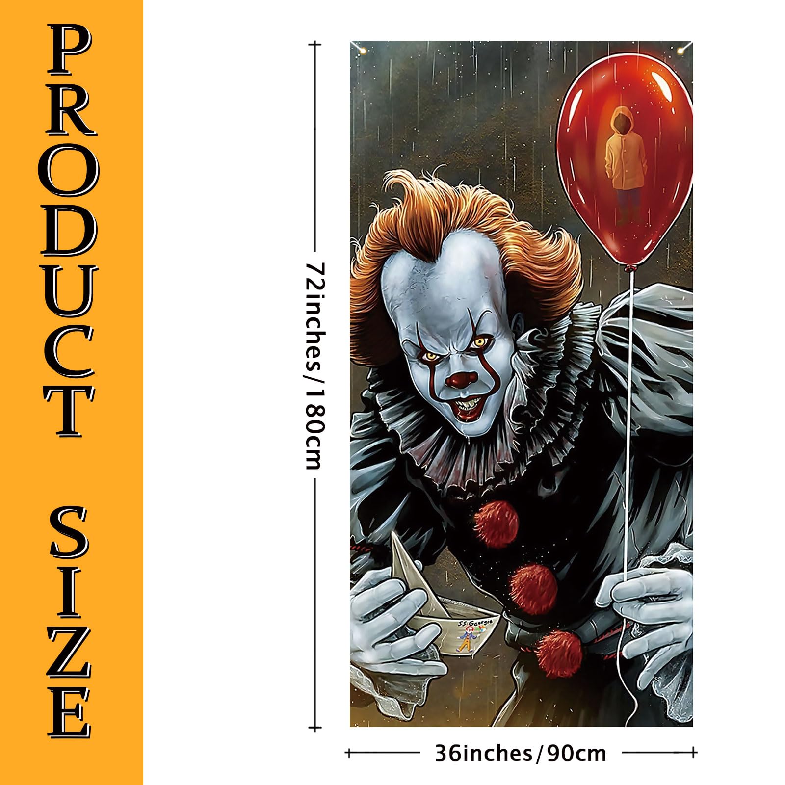 Halloween Door Cover Clown Halloween Photo Backdrop Classic Horror Party Decorations and Supplies for Home