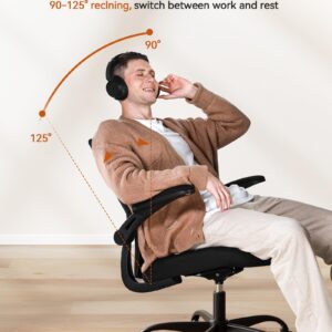 CAPOT Ergonomic Office Chair 350lbs Capacity - 3.9-inche Cushion and Tall Back Computer Desk Chair Breathable Mesh - Comfortable Swivel Office Chair with Adjustable Lumbar Support