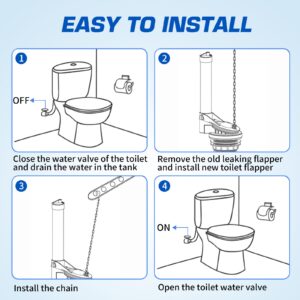 Gerber Toilet Flapper Replacement, 3 inch Toilet Stopper Kit for Gerber 99-788 with 2 Toilet Handle Chains Fits 3 inch Toilet Flush Valve, Water Saving, Easy to Install