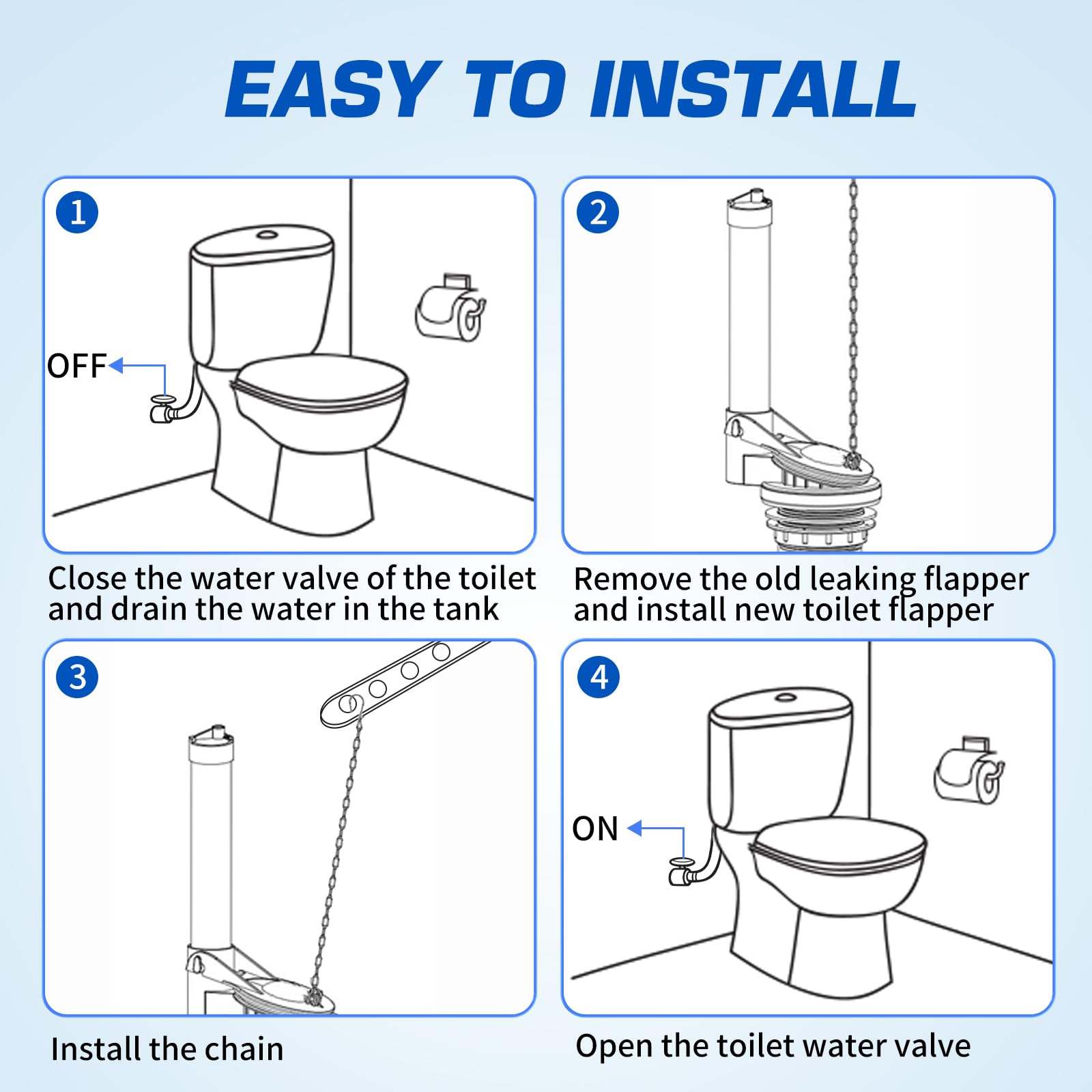 Gerber Toilet Flapper Replacement, 3 inch Toilet Stopper Kit for Gerber 99-788 with 2 Toilet Handle Chains Fits 3 inch Toilet Flush Valve, Water Saving, Easy to Install