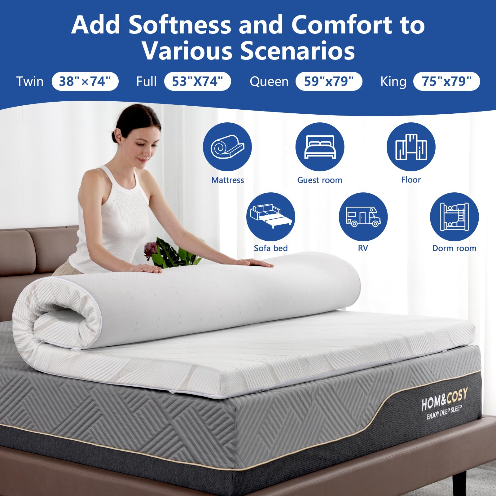 Firm Mattress Topper Queen Size 3 Inch Mattress with Ice Silk Cover, Premier Cooling Gel+Bamboo High-Density Support Memory Foam Mattress Topper, Medium Firm to Firm Mattress Topper for Pain Relief