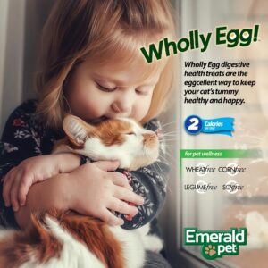 Emerald Pet Wholly Egg Digestive Health Cat Treats - Soft and Moist cat Treats for Healthy Digestion - Natural Prebiotics and Probiotics for cat Digestion - Chicken Treats, 2.5 oz