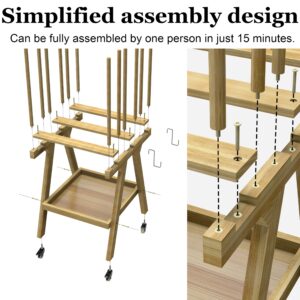 Art Storage Rack with Supply Storage Organizer on Wheels, Art Drying Rack, Artist Gallery Portable Display Rack for Posters, Artwork, Prints, Canvas, Panels (Bamboo, 20.7''W x 23.2''D x 47.7''H)