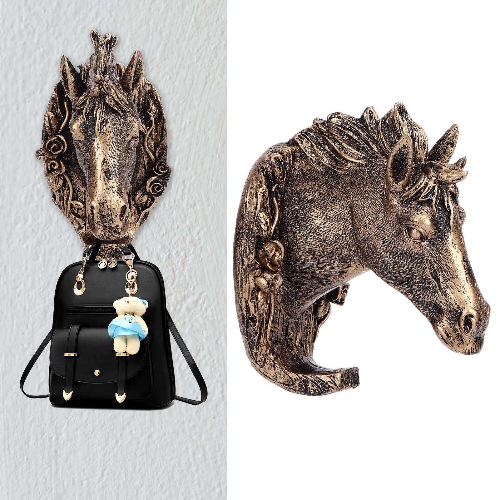 Zerodis Handmade Horse Head Wildlife Art Wall Hook Living Room Bathroom Kitchen Decoration, Zerodis3zum892x47