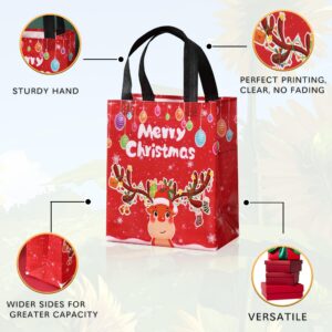 yingzi 12PCS Christmas Gift Bag, Christmas Tote Bag Reusable, Candy Bag, Multi-Functional Non-Woven Christmas Bag Gift Packaging Shopping, Christmas Party Supplies, 7.8"×4"×10.2"