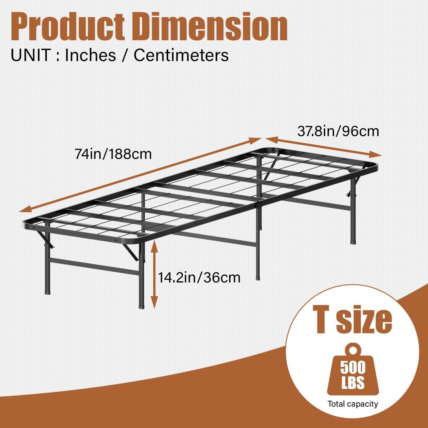 Ruesleag Twin Size Bed Frame Metal Platform Bed Frame Classic 14 Inch Mattress Foundation Storage Space Under The Bed,Heavy Duty Frame Bed &Noise Free & Box Spring Replacement &Easy Assembly,Twin