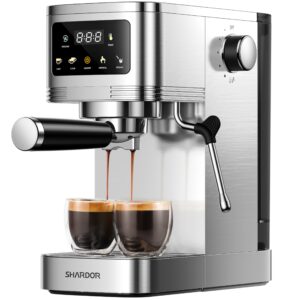 shardor espresso machine 20 bar, professional espresso maker with milk frother steam wand and touchscreen, compact stainless steel coffee machine with adjustable temperature,for cappuccino, latte