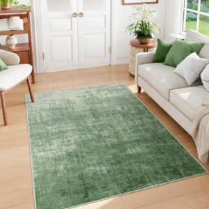 lahome green 5x7 area rugs,boho washable living room rug soft bedroom rug, modern abstract ombre non-slip low-pile throw carpet for dining room office entryway(5'x7',green)