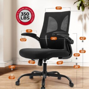 CAPOT Ergonomic Office Chair 350lbs Capacity - 3.9-inche Cushion and Tall Back Computer Desk Chair Breathable Mesh - Comfortable Swivel Office Chair with Adjustable Lumbar Support