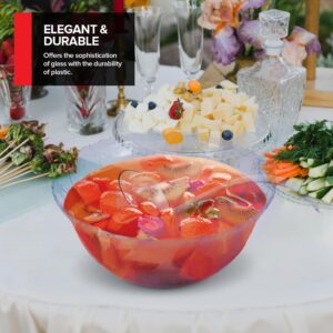 Stock Your Home Premium Plastic Punch Bowl with Ladle, Fancy Disposable Punch Bowls for Parties, Holidays, Schools, Halloween, and More, Quality Glass Like Appearance, Large Punch Bowl with Ladle Set