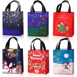 yingzi 12pcs christmas gift bag, christmas tote bag reusable, candy bag, multi-functional non-woven christmas bag gift packaging shopping, christmas party supplies, 7.8"×4"×10.2"