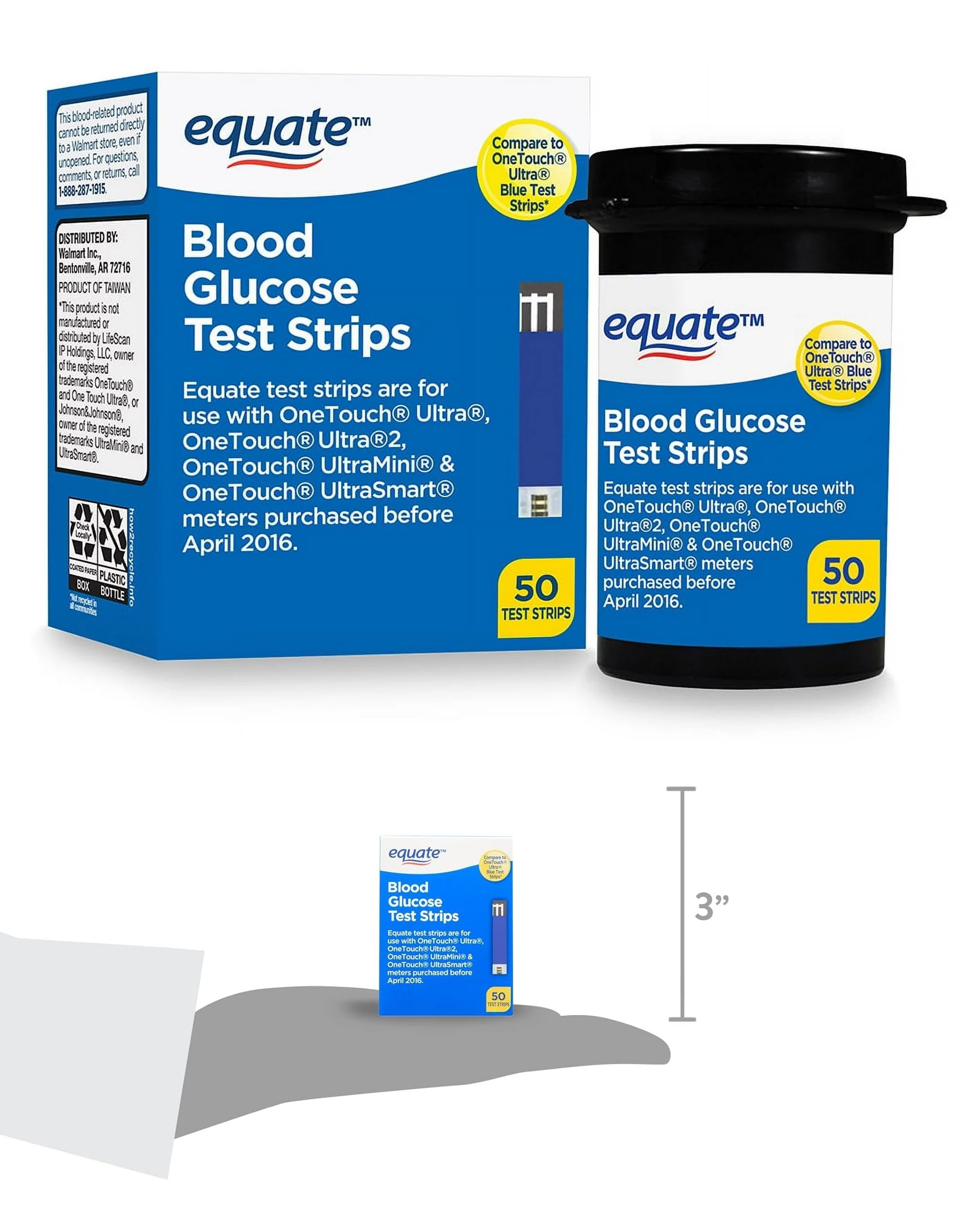 Blood Glucose Test Strips, 50 Count | Ideal for Glucose Monitor Kit, Diabetes Testing | Compatible with OneTouch Meters | Reliable Readings | Accurate & Easy to Use | High Accuracy Strips