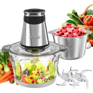 electric food processor vegetable chopper 500w 2x8cup bowls 2 bi-layer 4 blades small food chopper electric meat grinder for home use,mincing, and puree for kitchen aid, baby foot, pet food by bumet