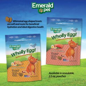 Emerald Pet Wholly Egg Digestive Health Cat Treats - Soft and Moist cat Treats for Healthy Digestion - Natural Prebiotics and Probiotics for cat Digestion - Chicken Treats, 2.5 oz