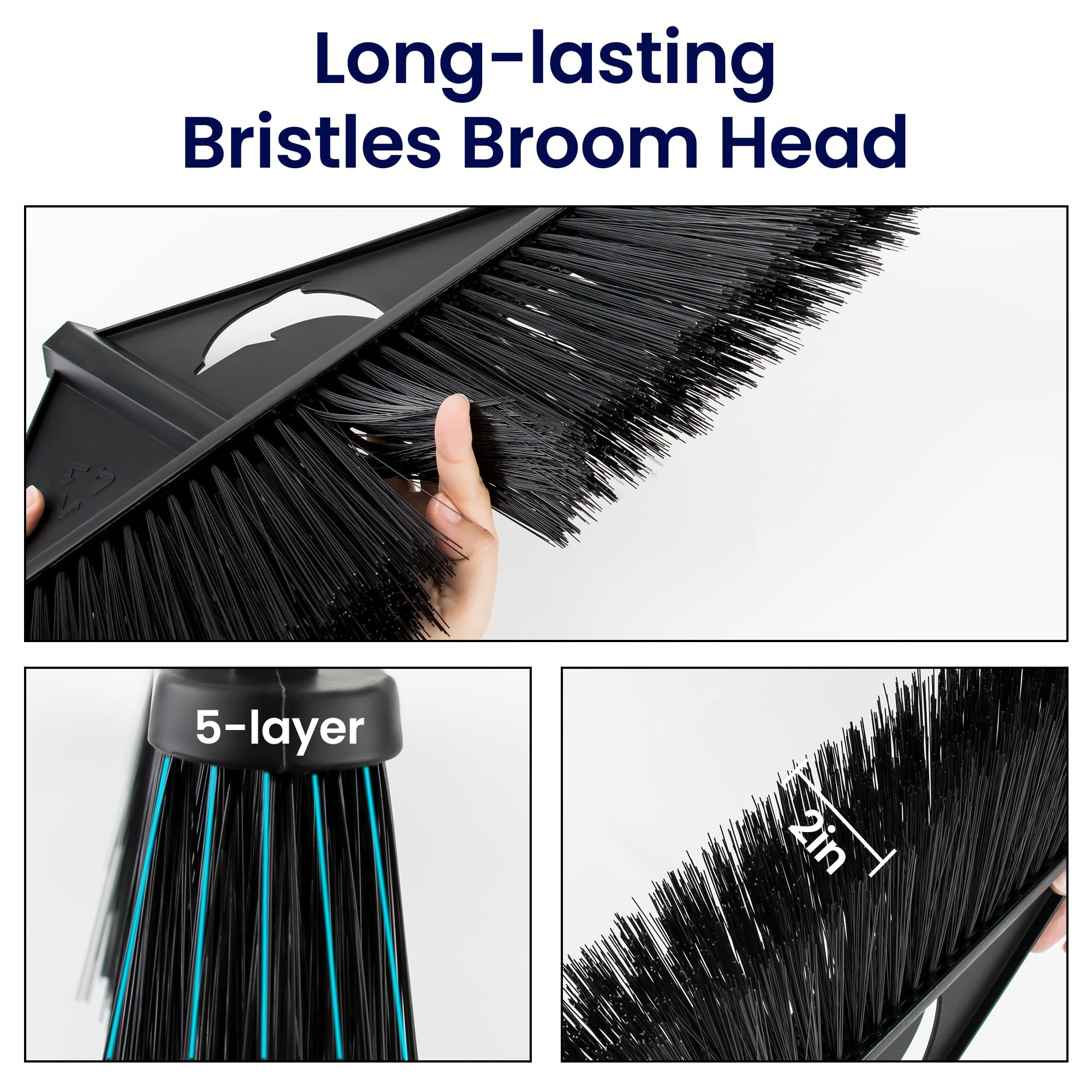 Silkyhose Heavy Duty Broom, Outdoor Broom with 51" Long Handle&Thicken Stiff Bristle, Street Sanitation Broom for Sweeping Weeds,Leaves Household Broom Cleaning Indoor Kitchen