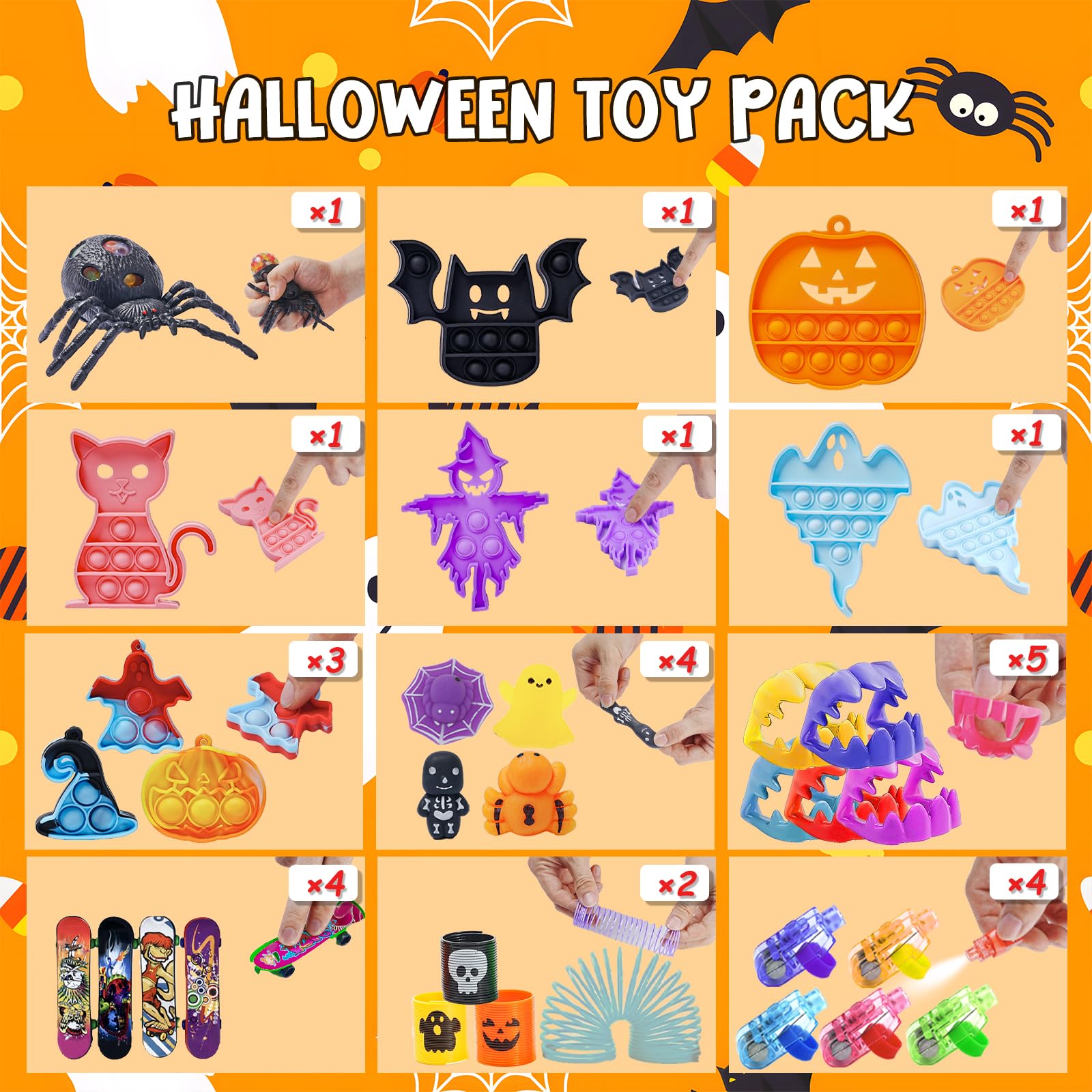 600Pcs Halloween Party Favors for Kids, Bulk Fidget Toys for Party Supplies, Halloween Treats Non Candy School Classroom Carnival Prizes, Treasure Box Toy Chest