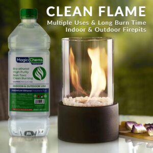 Bioethanol Fuel Tabletop Firepit Fuel (3 x 1 Lt) for Tabletop Fireplaces, Stoves and Burners, Bioethanol Fuel for Fireplaces and Fire Pits (3 Pack 3.18 Quart)