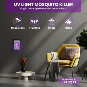 Indoor Bug Zapper Plug in Electric Mosquito Killer Lamp with UV LED Light Portable Flying Insect Traps for Home, Kitchen, Bedroom, Office White 2 Pack