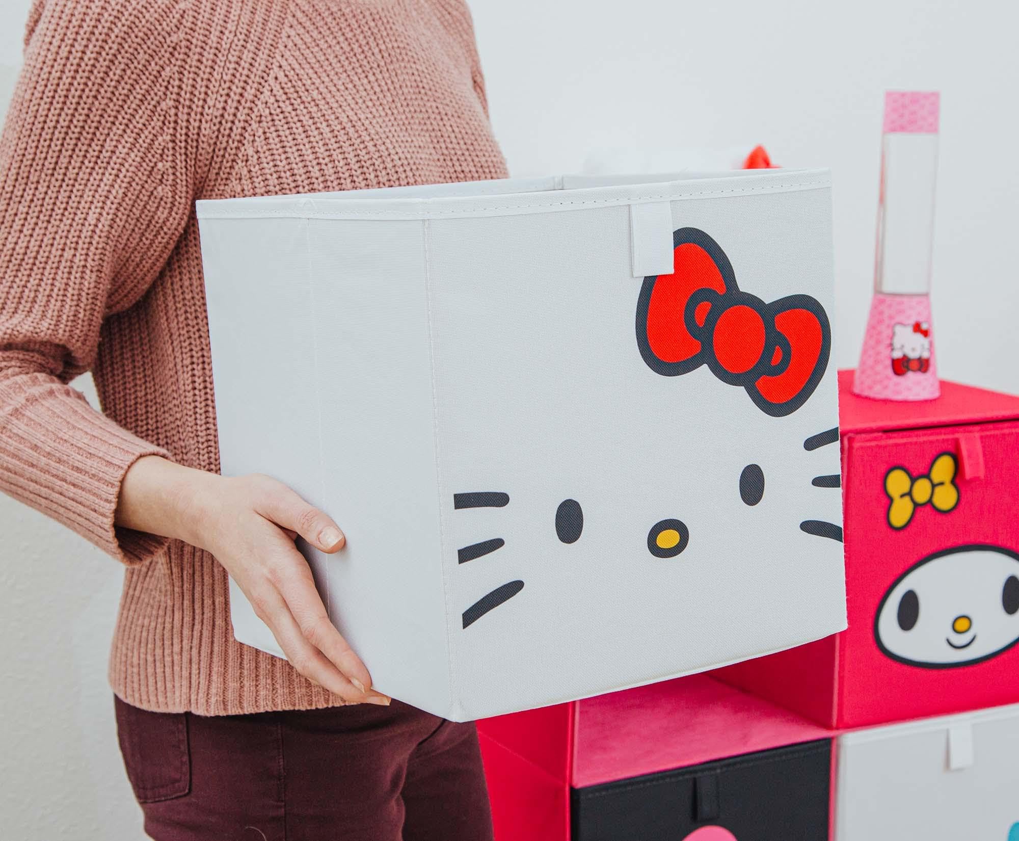 Sanrio Hello Kitty and Friends 11-Inch Fabric Storage Bins, Set of 4 | Cube Organizers For Cabinet, Closet