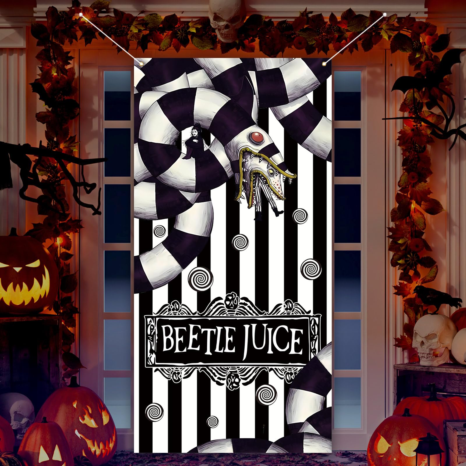 Scary Creepy Door Cover Halloween Photo Backdrop Halloween Birthday Party Decorations and Supplies for Home